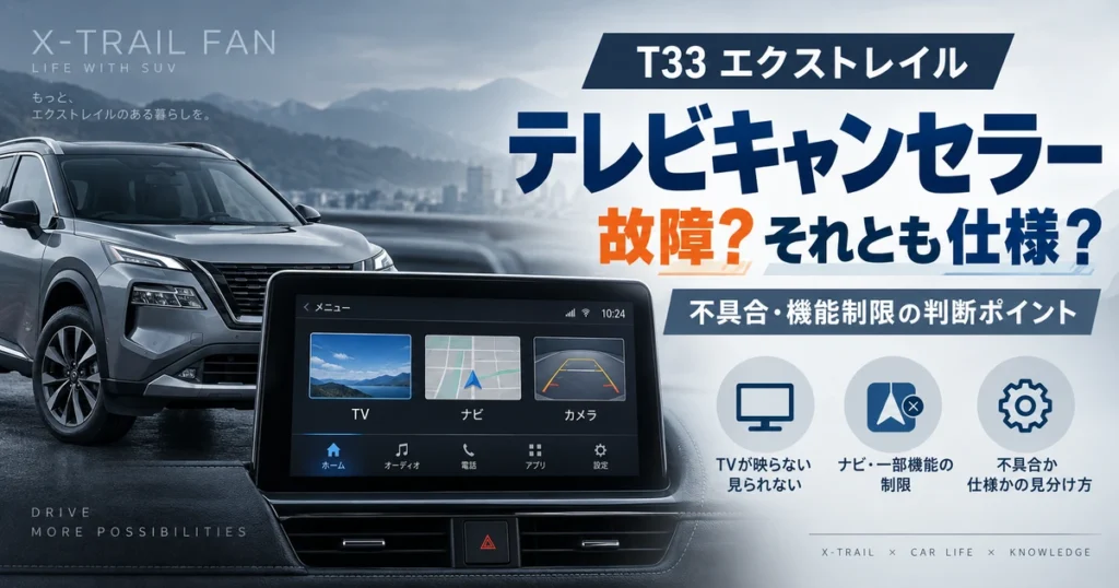 エクストレイルT33のテレビキャンセラーで故障と仕様の違いを解説