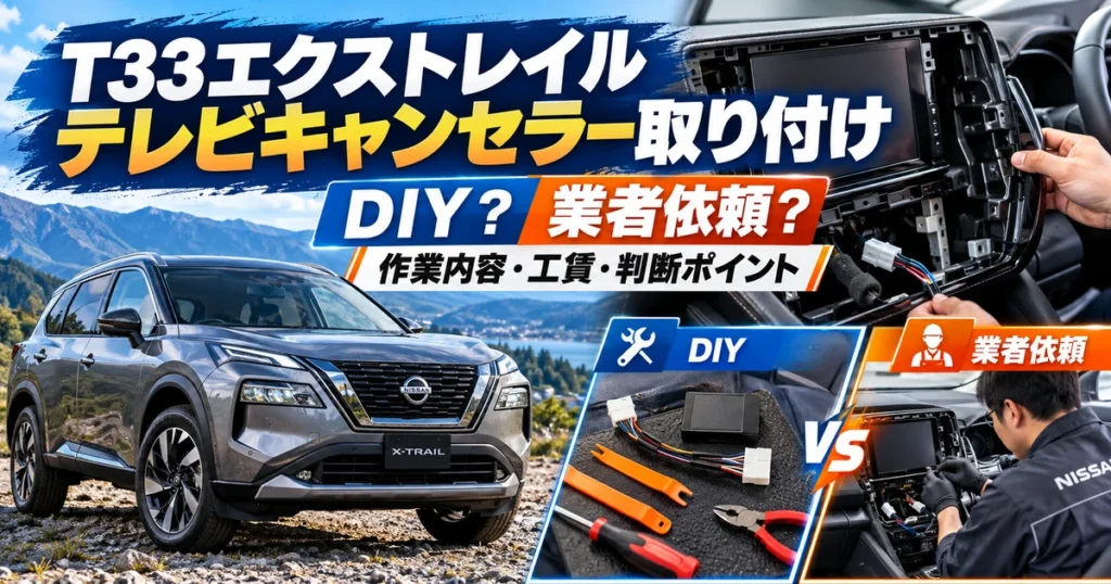 T33エクストレイルのテレビキャンセラー取り付けをDIYと業者依頼で比較するイメージ